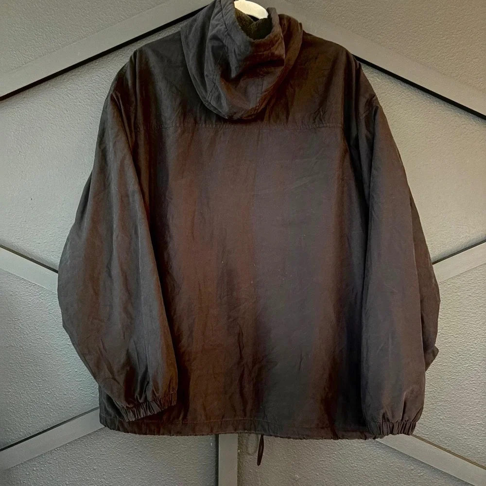 NATURALIFE Black Hooded Zip Up Jacket Lined w/Gray Fleece Outerwear‎ Mens LARGE